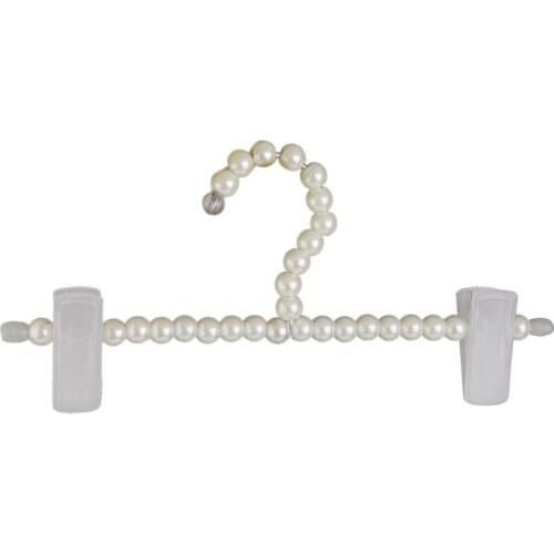 Anti-rust Metal Pearl Beaded Clip Clothes Hanger Pants Trouser Dress Skirt Hook