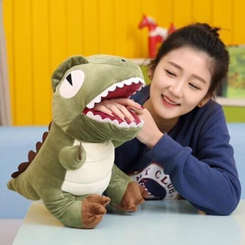 Fancytrader Stuffed Warm Hands Dinosaur Plush Toys Simulated Anime Dinosaur Doll for Kids Gifts Real Pictures