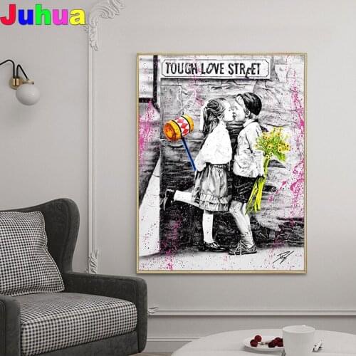 Graffiti Street art 5d diy diamond painting cross stitch full square/round mosaic love boy and girl diamond embroidery wall art