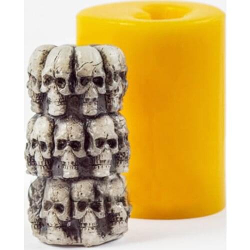 Halloween Cylinder Molds Mold Soaps Mold Handemade Candles Mould S9302 Silica Gel with Skulls 3D Silicone Rubber PRZY