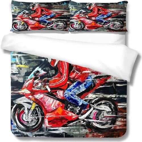 3D Bedding Set Duvet Cover Sets Cool Motorcycle Printed Boys Child Home Comforter Covers Room Decoration