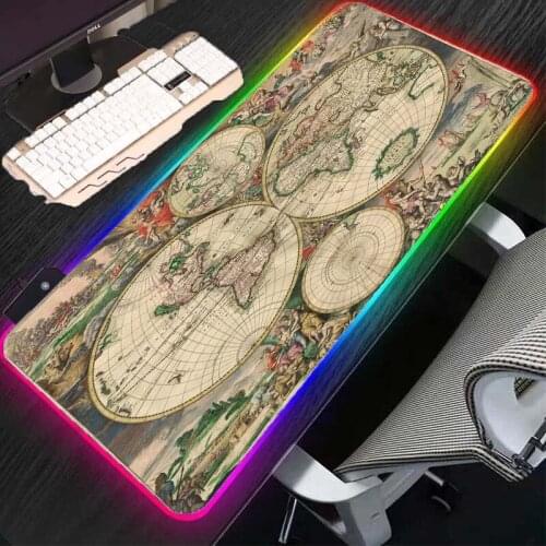 MRGLZY RGB mouse pad big map gaming keyboard desk mat LED color PC accessories anti-skid pad household carpet pad XXL 30x60cm