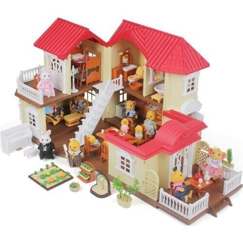 DIY Doll House Forest Animal Villa Set DIY Toy Simulation Furniture Bedroom Set Animal Family Toys Set Children Xmax Gift