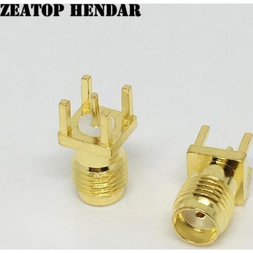 50Pcs Brass SMA Female Jack Thru Hole Plug PCB Mount Connector Straight Solder RF Coax Adapter