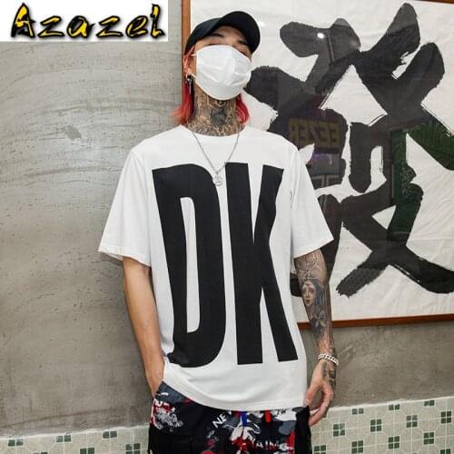 Summer New Men Loose Short-sleeved T-shirt Hip Hop Personality Fashion Tide Mens Tops Boys Half-sleeved Casual Mens Clothing