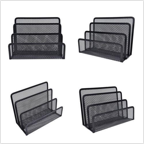 Black Metal Case Holder Mesh Bookend Anti-skid Shelf Book Case Holder Home Office Store Stationery