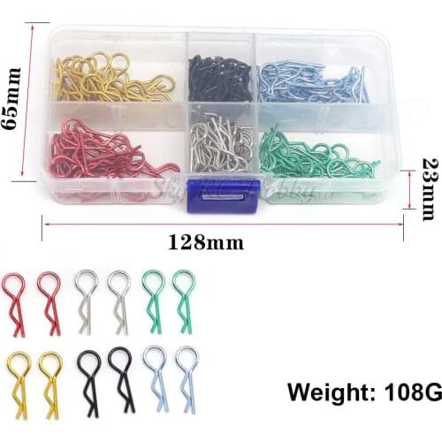 180PCS RC Car Metal Body shell Clips Pins R Shape Pins tool Box for Traxxas TRX4 1/10 RC Buggy RC Rock Crawler Models