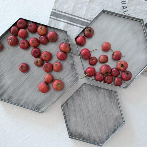 1Pc Retro Metal Storage Tray Dessert Cake Bread Display Plate Jewelry Organizer Photography Props