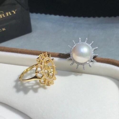 Trendy 925 Sterling Silver Adjustable Free Size Ring Settings Findings Mountings Parts for Pearl Corals Jade Crystal Agate