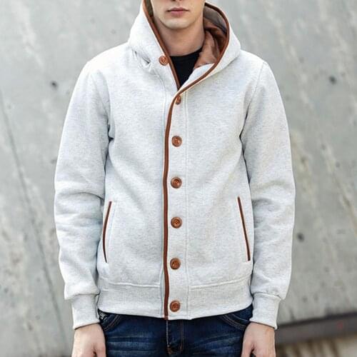 Men Jackets Autumn Winter Buttons Long Sleeve Coat Casual Hooded Cardigan Outwear Jacket Mens Clothing куртка