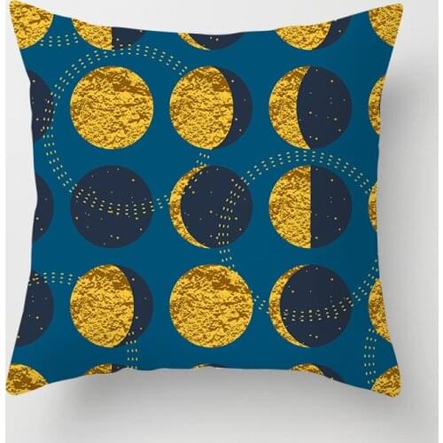 Simple Geometric Space Print Decorative Cushion Cover Moon Pattern Home Sofa Farmhouse Soft Pillowcase 45X45CM