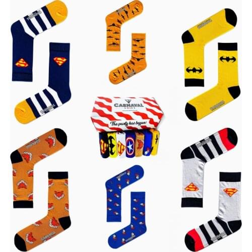 Socks 7 Pieces Set Marvel Character Design Unisex Women And Men Sweatproof Washable Discount Summer Winter Spring Autumn Fashion