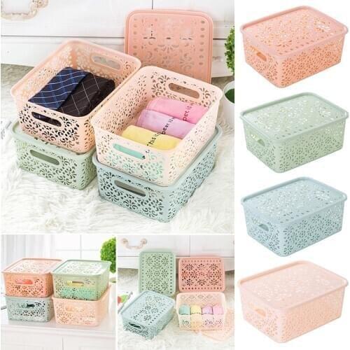 New Plastic Storage Basket Box Bin Container Organizer Clothes Laundry Kitchen Tool Blue Green pink Light Pink