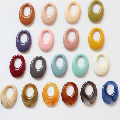Newest 50pcs/lot color print geometry ovals shape resin beads diy jewelry earring/garment pendants accessory