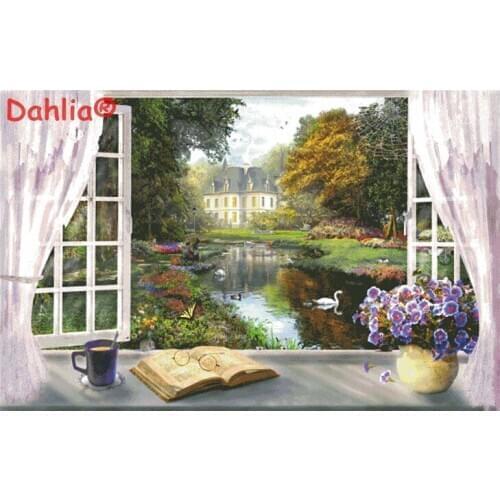 Window Scenery Big picture Arts Needlework Embroidery DIY Aida Cross Stitch Kits Crafts 14CT Unprinted Home Decor Handmade