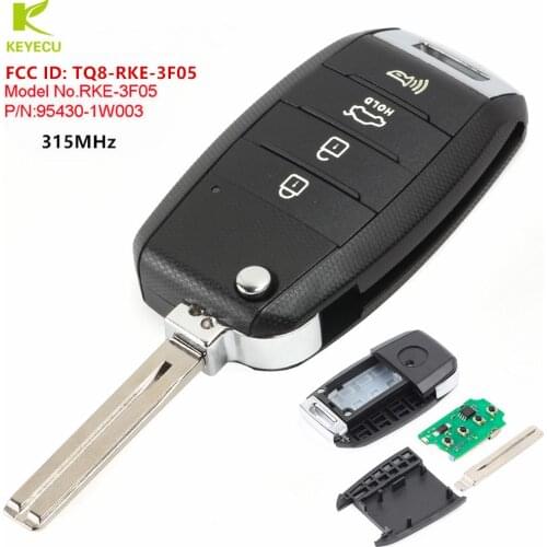 KEYECU 4 Button Replacement Flip Remote Car Key Fob 315MHz for Kia Rio 2014-2016 FCC ID: TQ8-RKE-3F05 95430-1W003