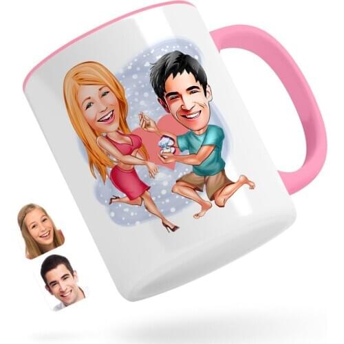 Personalized Valentine Caricature Of Pink Mug Bardak-19