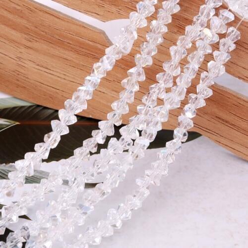 6x4mm Mini Clear White Transparent Crystal Beads 95pcs/lot Triangle Shape Glasses Beads for Handmade Jewelry Making Wholesale