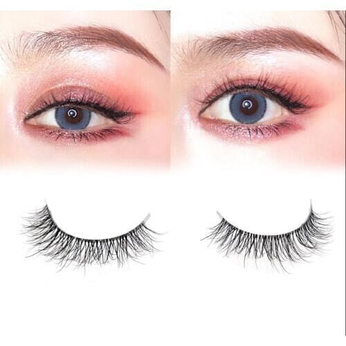 Transparent stem Mink Hair Eyelashes reusable Natural 3D Mink Messy Popular short False Eyelash Full Strip Eyelashes Extension