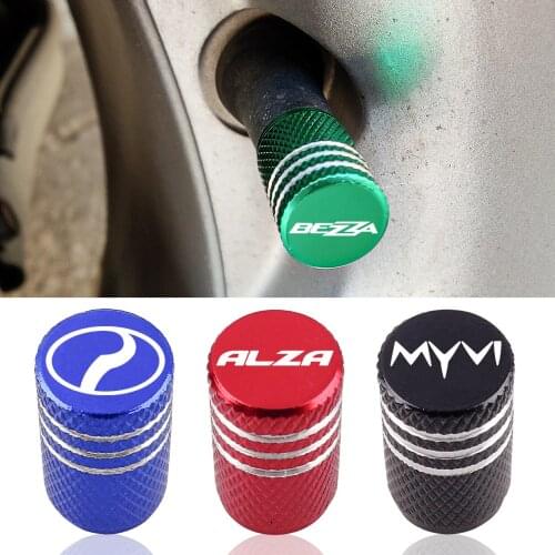 Aluminum Tire Valve Cap Car Emblem Dust Cover For Perodua Alza Aruz Ativa Axia Bezza Kelisa Kenari Myvi Nippa Viva Car styling