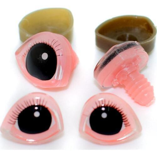 50Pcs Pink New Cartoon Plastic Safety Toy Eye Eyelash Dolls Eyes Handmade Accessories For DIY Plush Dolls Animal Puppet Craft