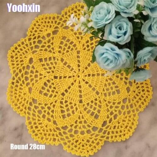 14colors Luxury cotton round placemat cup coaster mug kitchen Christmas table place mat cloth lace Crochet tea coffee doily pad