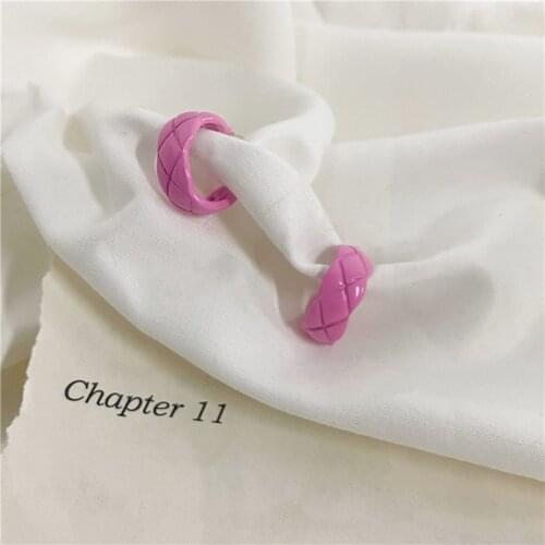 C-shaped Plaid Pink Earrings for women girls Alloy Cute Korean Geometric Stud Earrings Wedding Party Fashion Jewelry Wholesale