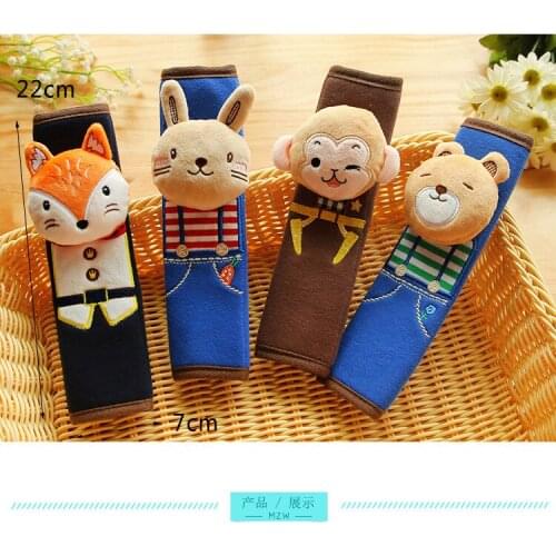 Cute Cartoon Animals Car Seat Belt Shoulder Padding Guard Jacket Plush Toy Children Safety Cover Shoulder Triangle