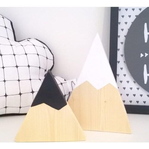 2Pcs Nordic Wooden Snow Mountain Ornaments Kids Bedroom Baby Shower Desktop Decorations Photo Props Nursery Living Room Decor