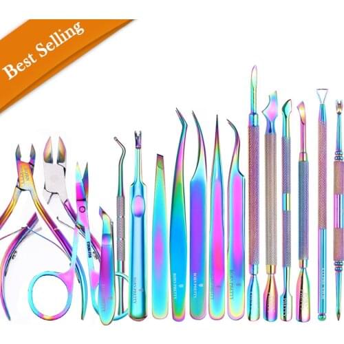 BORN PRETTY Stainless Steel Cuticle Pusher Holographics Nail Art Tool Nipper Nail Cuticle Scissor UV Gel Remover Pusher Tools