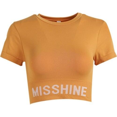 2021 Sleeve Gym Top Sports Shirt Women Yoga Top Fitness Cropped Top Sport Running Active Wear Breathable Workout T-Shirts