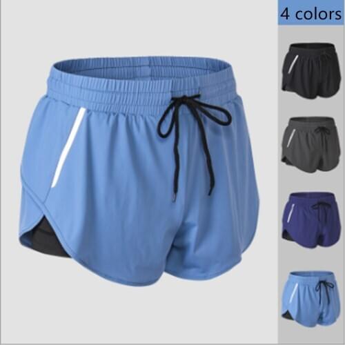 WomenYoga Shorts Lady Yoga Sport Short Trousers Yoga Shorts Fitness Sport Fake 2 Pcs Short Trousers