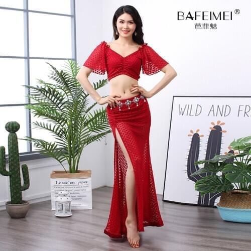 Belly Dance clothes 2019 New long skirt Suit Sexy Lace skirt Female Beginners Practice Group belly dance Costume