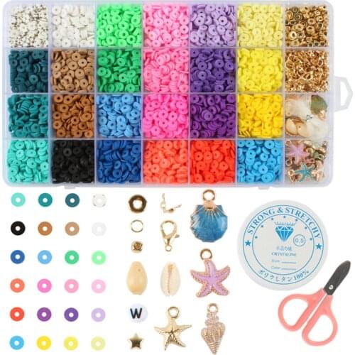 15Color 6mm Polymer Clay Necklace Soft Pottery Choker DIY Necklaces Bracelets Set Colorful Surfer Beads Collar Handmade Jewelry