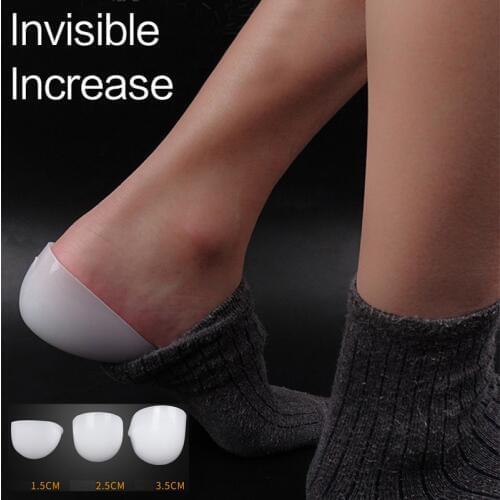 1 Pair Shoe Insoles Breathable Half Insole Heighten Heel Insert Invisible Silicone Shoes Pad 1.5-3.5cm Height Increase Insoles