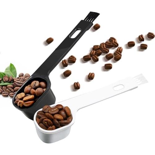 2Pcs Plastic Coffee Measuring Spoon Portable Coffee Scoop With Small Coffee Brush Coffee Tools Coffee Supplies Accessories