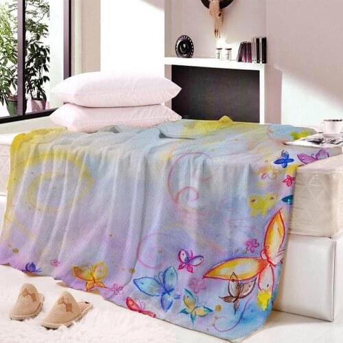 3D Printed Colorful Butterfly Art Throw Blanket Super Soft Travel Beach Towel Bedsheet Nap Blanket Home Textile Dropping Custom