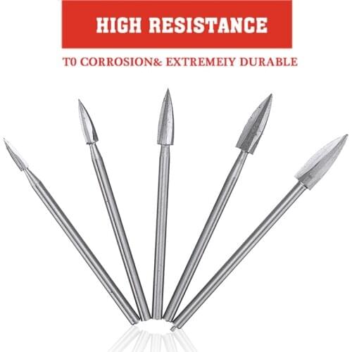 5cps HSS Sharp Wood Engraving Drill Bits Power Carving Engraving Knife Drill Bit Milling Cutter Carve Wood Root Craft Tools