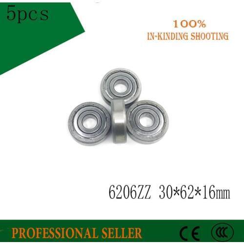 6206ZZ 6206Z 6206-2Z 6206 5Pcs 30x62x16mm Steel Sealed Deep Groove Ball Bearing