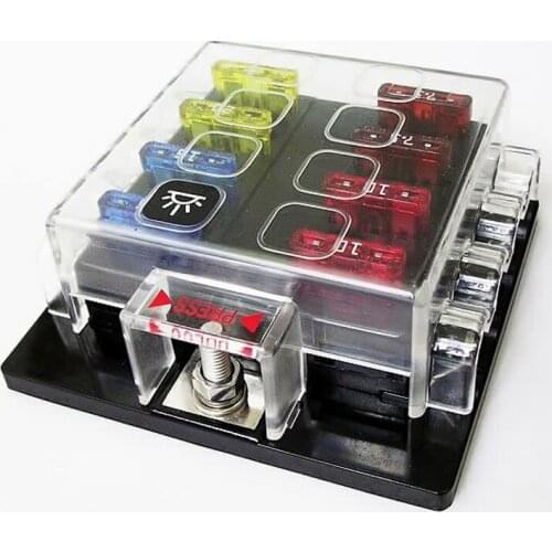 8 Way Circuit Car Fuse Box 12V 24V 32V 10A 15A 20A Truck Auto Offroad SUV ATV electronics Led HID Light Blade Fuse Holder Block