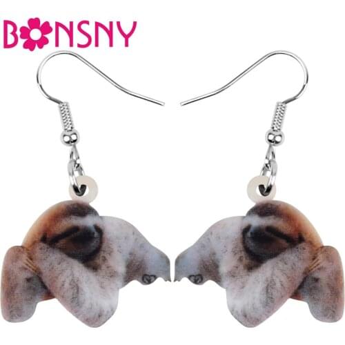 Bonsny Acrylic South American Sloth Bradypod Earrings Animal Drop Dangle Jewelry For Women Girls Teen Kids Hot Sales Gift Bulk
