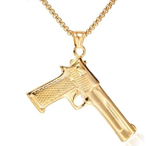 Stainless steel Accessories CS Necklace Mens Jewelry Wholesale Hip Hop CF Sand Eagle Pistol Titanium Steel Pendant for Men