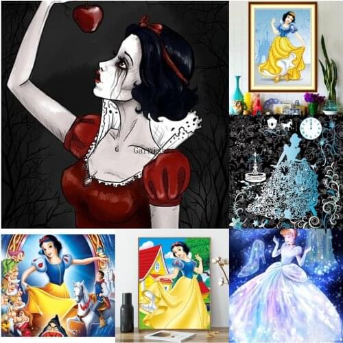 DIY 5D Diamond Painting Disney Diamond Embroidery Full Square Round Drill Mosaic Home Decor Snow White and Cinderella Princess