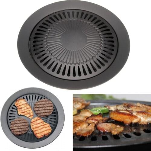 Non-stick 13 inch Smokeless Indoor Stovetop Barbecue BBQ Grill Kitchen Pan Griddle