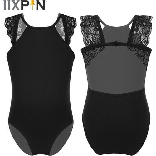 Girls Gymnastic Leotard ballet dress leotard Sleeveless Lace Splice Cutouts Back Child Kids Ballet Dance Wear Jumpsuit Dancewear