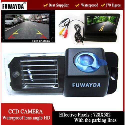 FUWAYDA Color CCD Car Rear View Camera for VW Volkswagen Polo V (6R)/ Golf 6 VI/ Passat CC,with 4.3 Inch foldable LCD Monitor