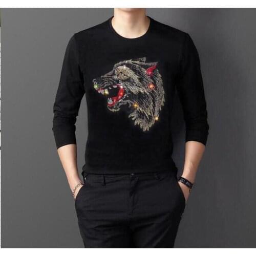 Long Tshirt O-Neck Diamonds stone Tops Novelty Men Hip Hop Top Tees Hot drill design