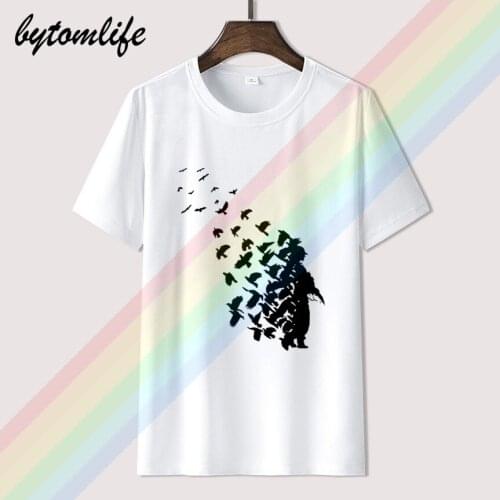 Print T-shirts short sleeve o-neck Banksy cool bird sharpshooter Guys t-shirt graffiti, XL men summer style