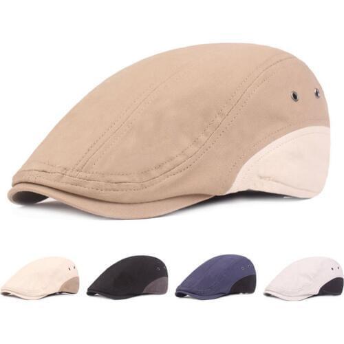 Cotton Flat Newsboy Cap Men Beret Hat Patchwork Golf Driving Flat Cabbie for Women Winter Cap