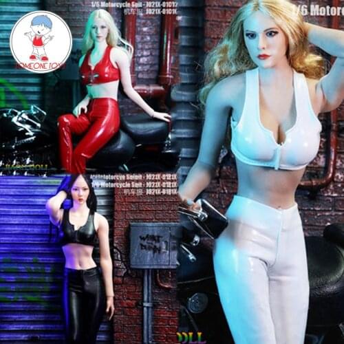 1/6 Scale Female Soldier Figure 3colors Leather Motorcycle Vest Pants Suit Fit 12 inches DIY Action Figure Toys